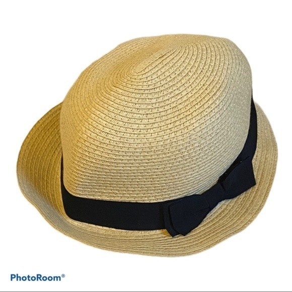 Milano Tan 100% Paper Hat with Black Bow - Picture 3 of 4